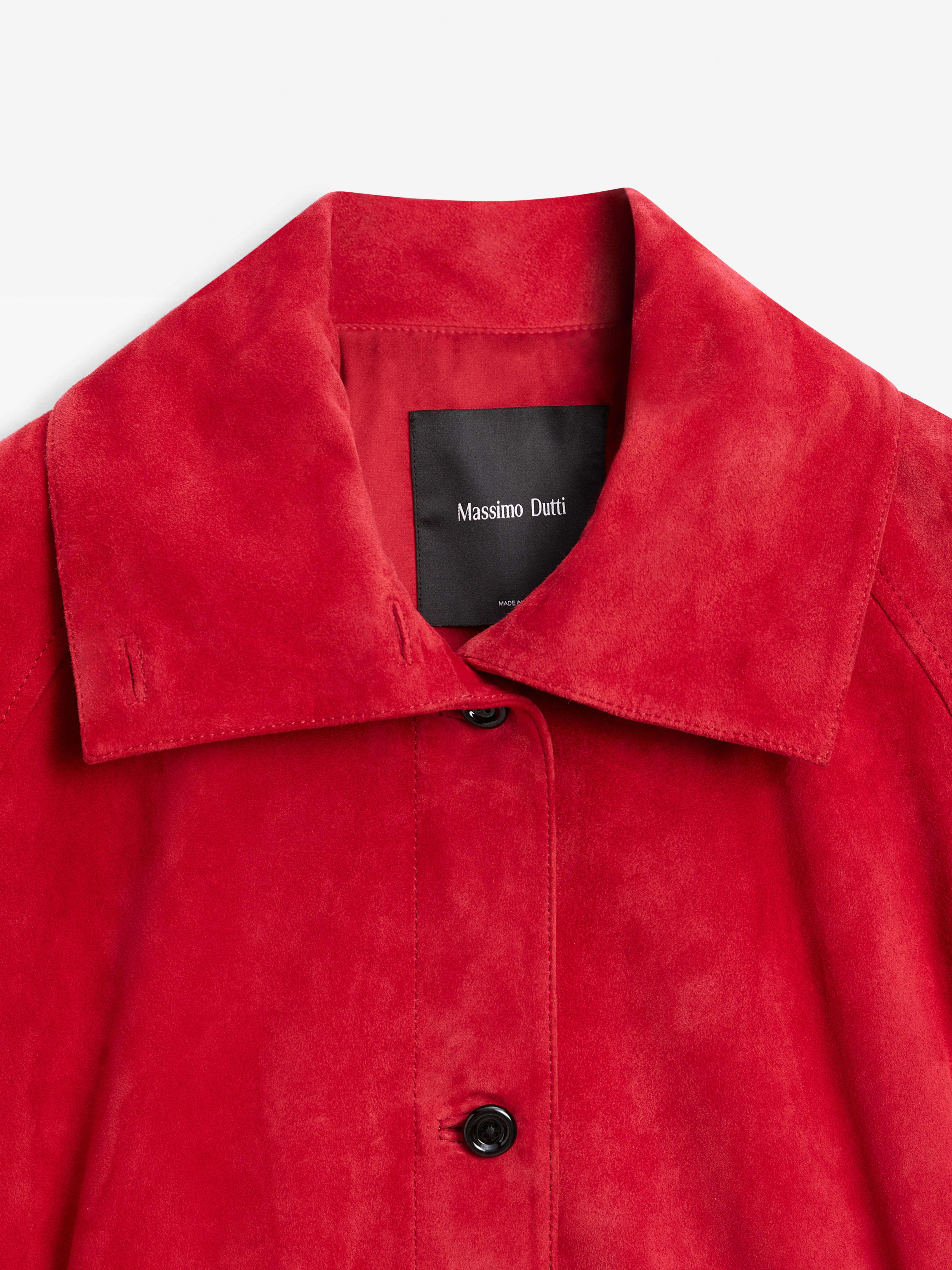 Blouson bomber en cuir et daim